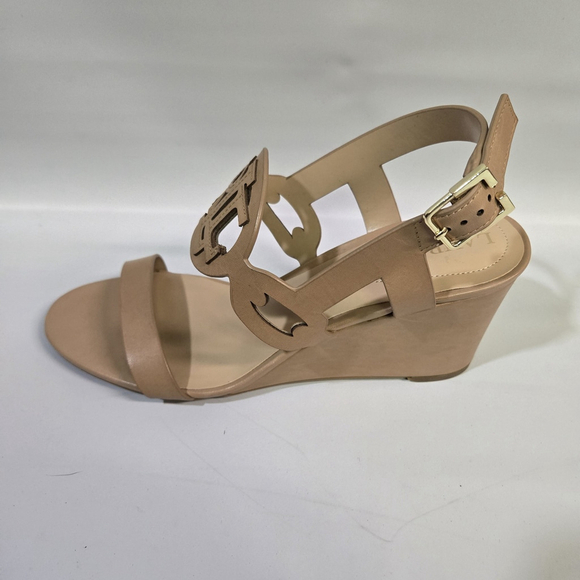 Lauren Ralph Lauren Amilea Nappa Leather Wedge Sandal Shoes Tan 9 NIB Designer - Picture 5 of 12